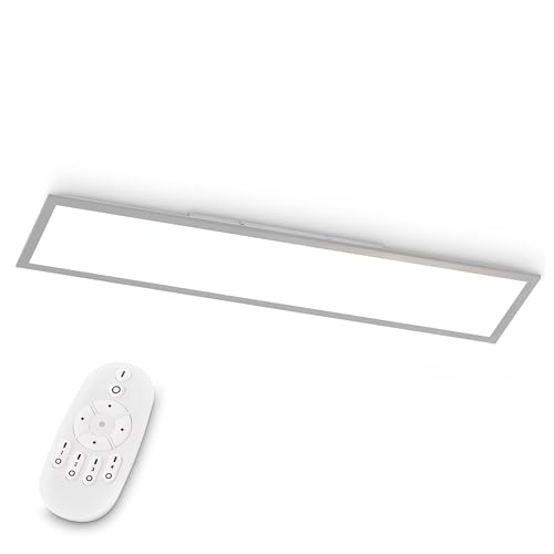 EGLO LED Deckenleuchte Bottazzo, Deckenlampe 100x25 cm, Panel ultraflach aus Aluminium, Kunststoff in Silber, mit Fernbedienung...