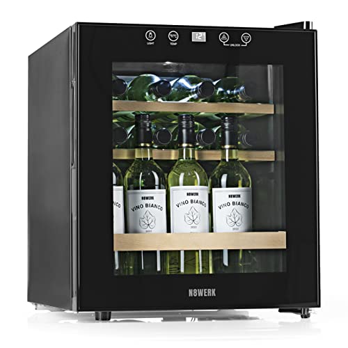 N8WERK Weinkühlschrank für bis zu 15 Flaschen Wein | Leise Kompressortechnologie, freistehend, Temperaturbereich 4 °C - 18 °C,...