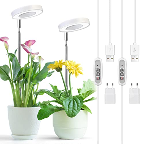 Cieex 2 Stück Pflanzenlampe Led Vollspektrum, Pflanzenlampe für Zimmerpflanzen, Pflanzenlicht, Pflanzenleuchte mit -Auto-Timer,USB...