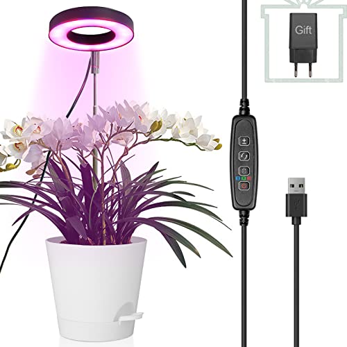 Pflanzenlampe LED, Vollspektrum Pflanzenlicht für Zimmerpflanzen, Höhenverstellbares LED- Pflanzenwachstumslampe mit Zeitschaltuhr...