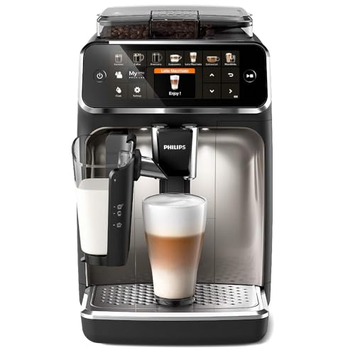 Philips Serie 5400 Kaffeevollautomat – LatteGo Milchsystem, 12 Kaffeespezialitäten, Intuitives Display, 4 Benutzerprofile, Chrom...