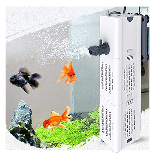 Leise Aquarium Innenfilter 4in1 Aquarienfilter, 500-1800L/H Aquarien Filter mit 2 Filterschwämmen Wasserpumpe Sauerstoff Belüftung...