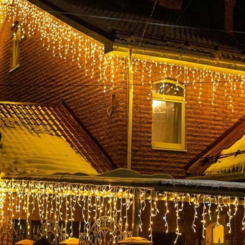 LEDYA 360 LEDs Eisregen Lichterkette Außen, 14M Weihnachtsbeleuchtung Warmweiß, Wasserdicht Lichtervorhang Aussen mit 8 Modi und...